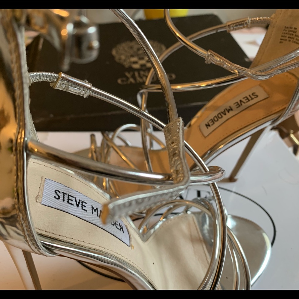 Silver Strappy Reposh heels Never Worn